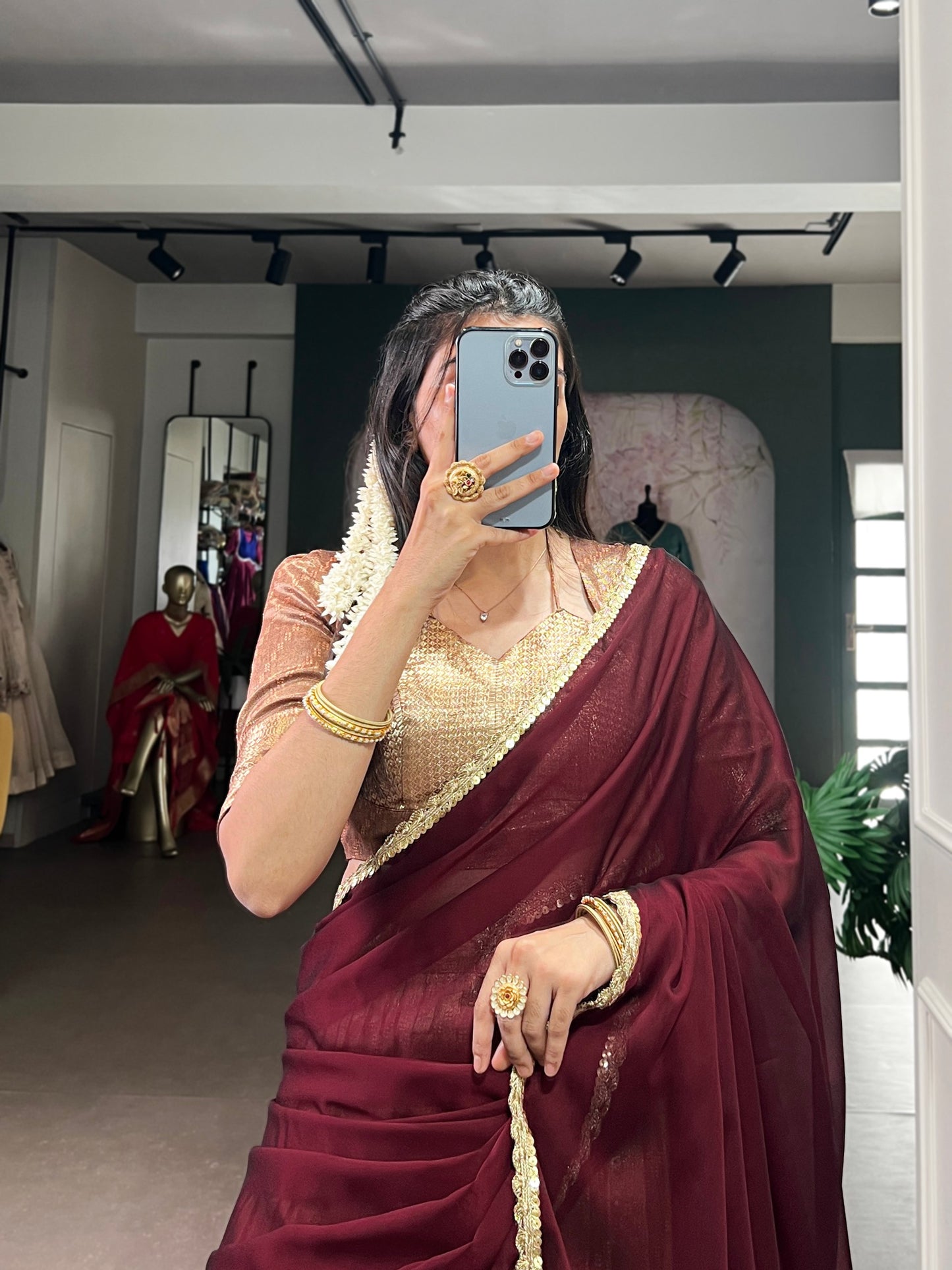 Peace dupion silk zari weaving work lehenga, blouse and dupatta, drawstring with zip