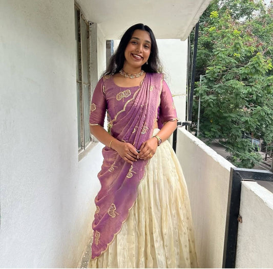 Light purple fendy silk thread & sequence work lehenga choli