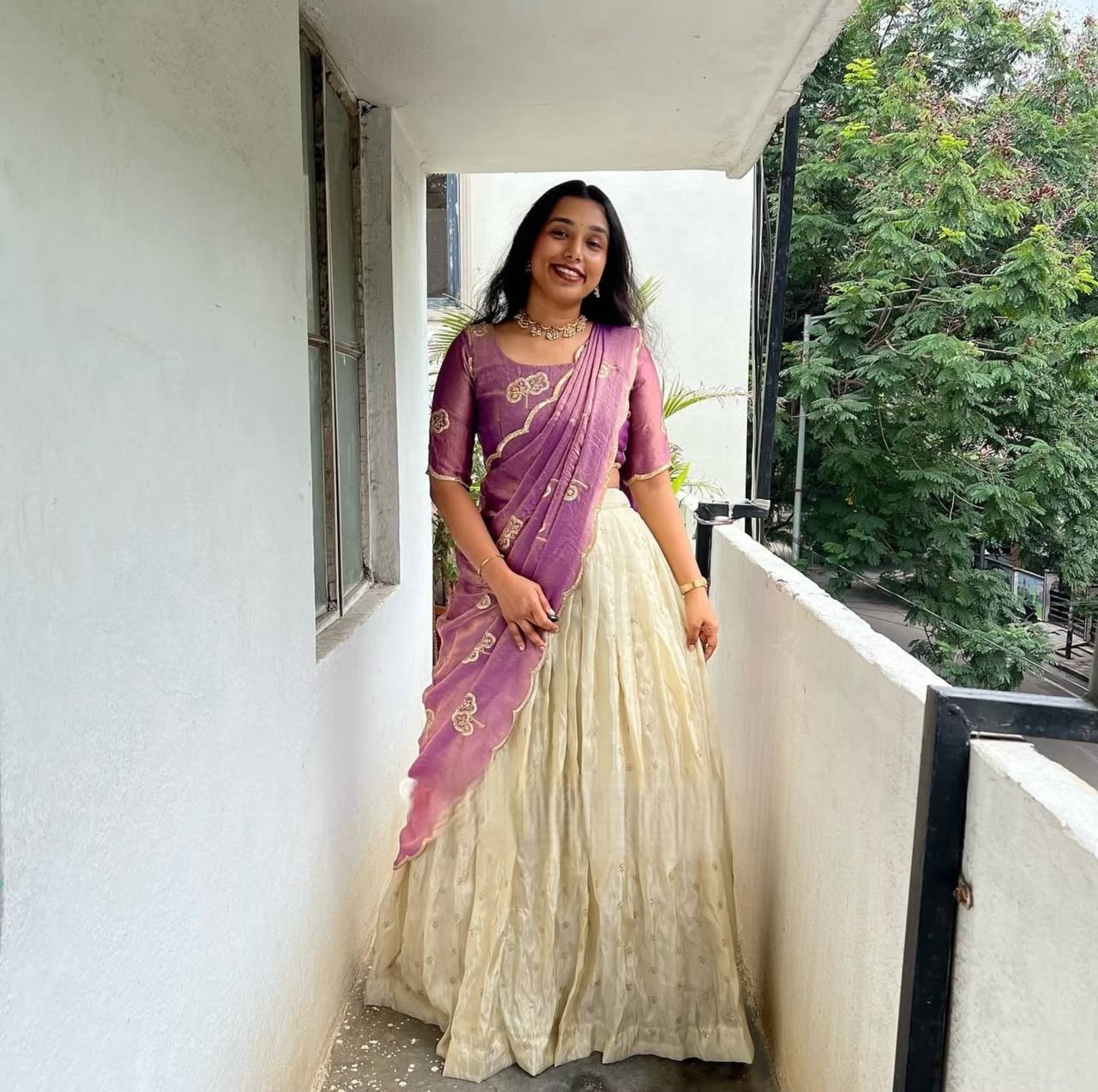 Light purple fendy silk thread & sequence work lehenga choli