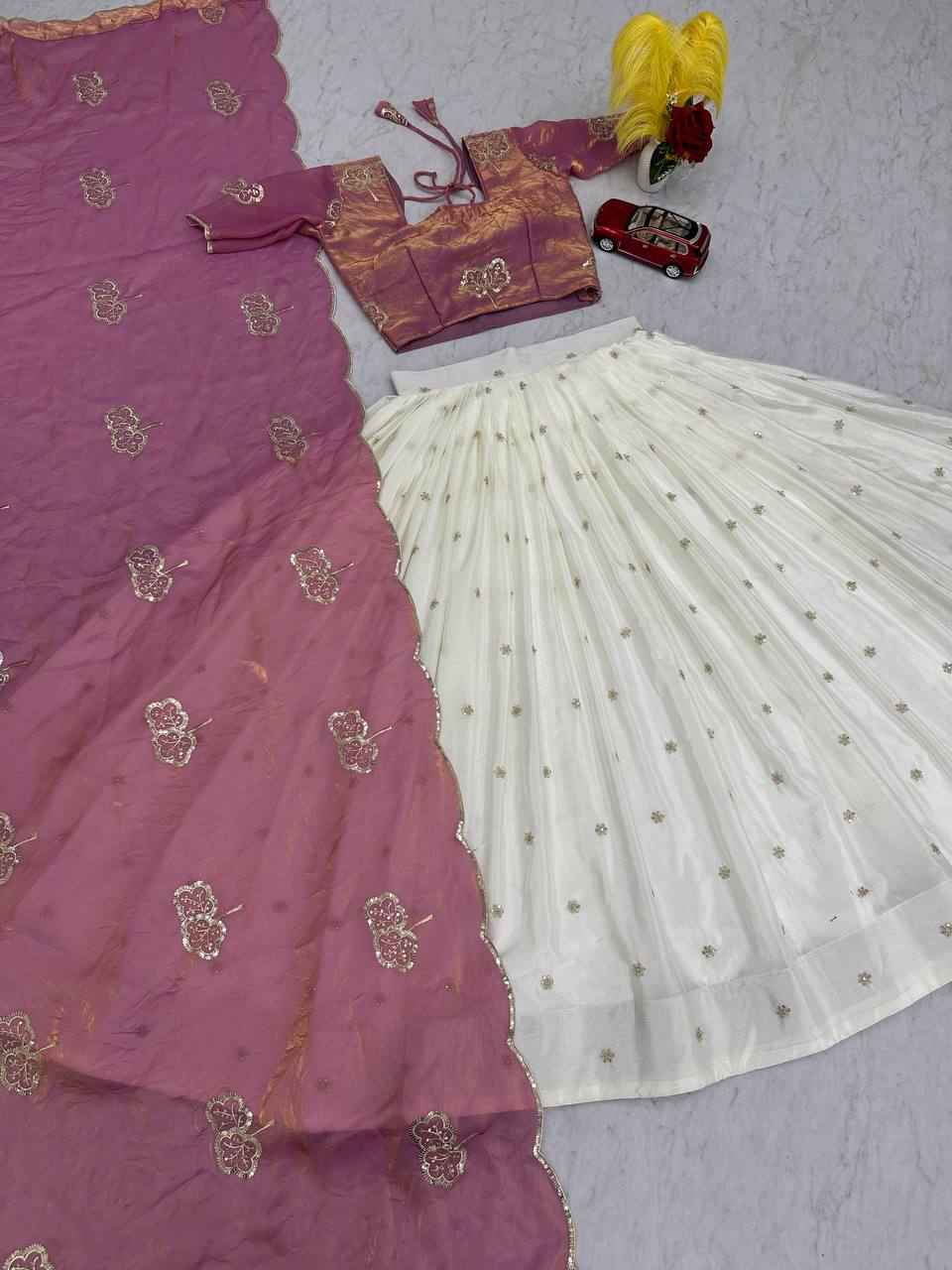 Light purple fendy silk thread & sequence work lehenga choli