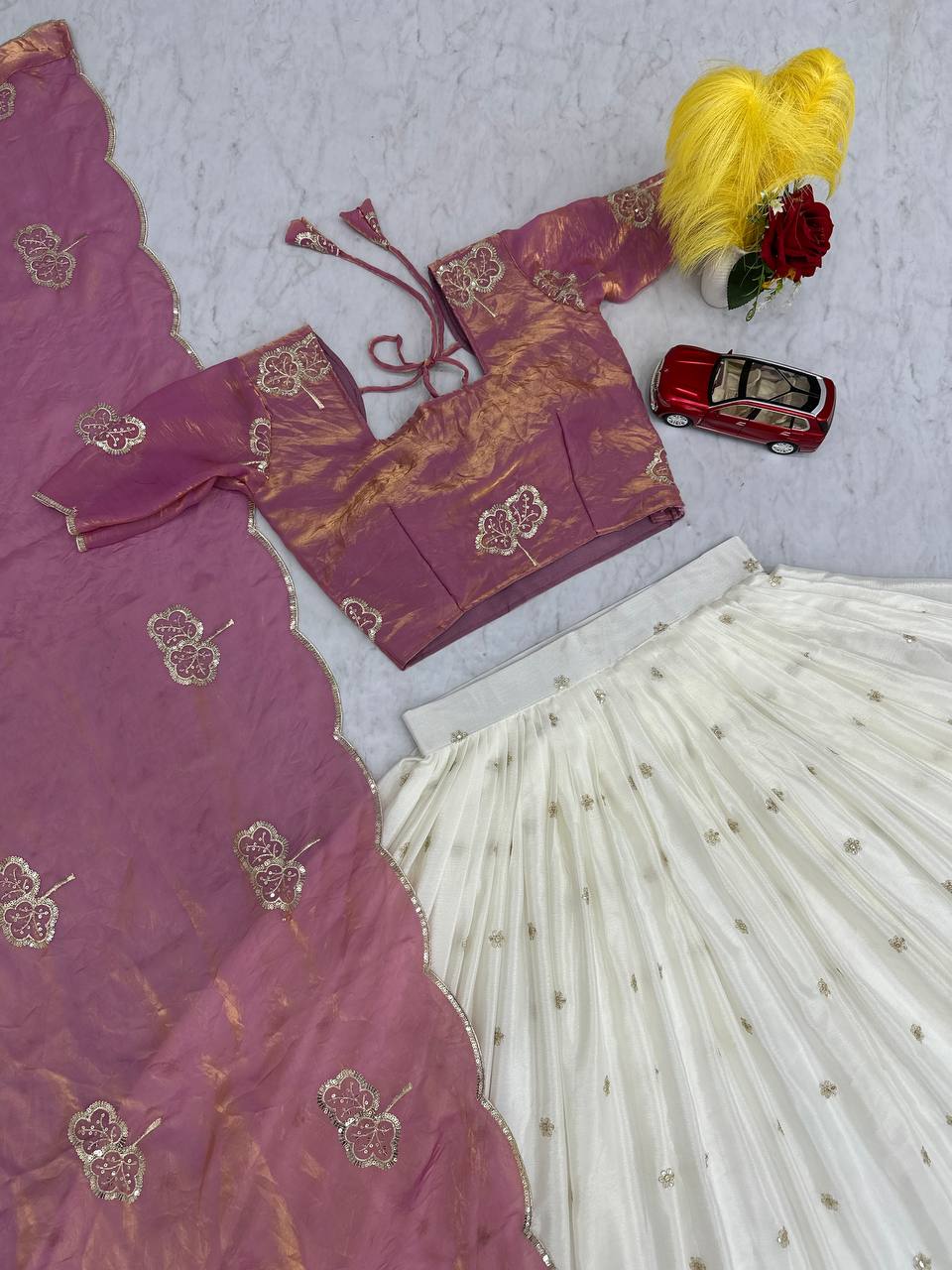 Light purple fendy silk thread & sequence work lehenga choli