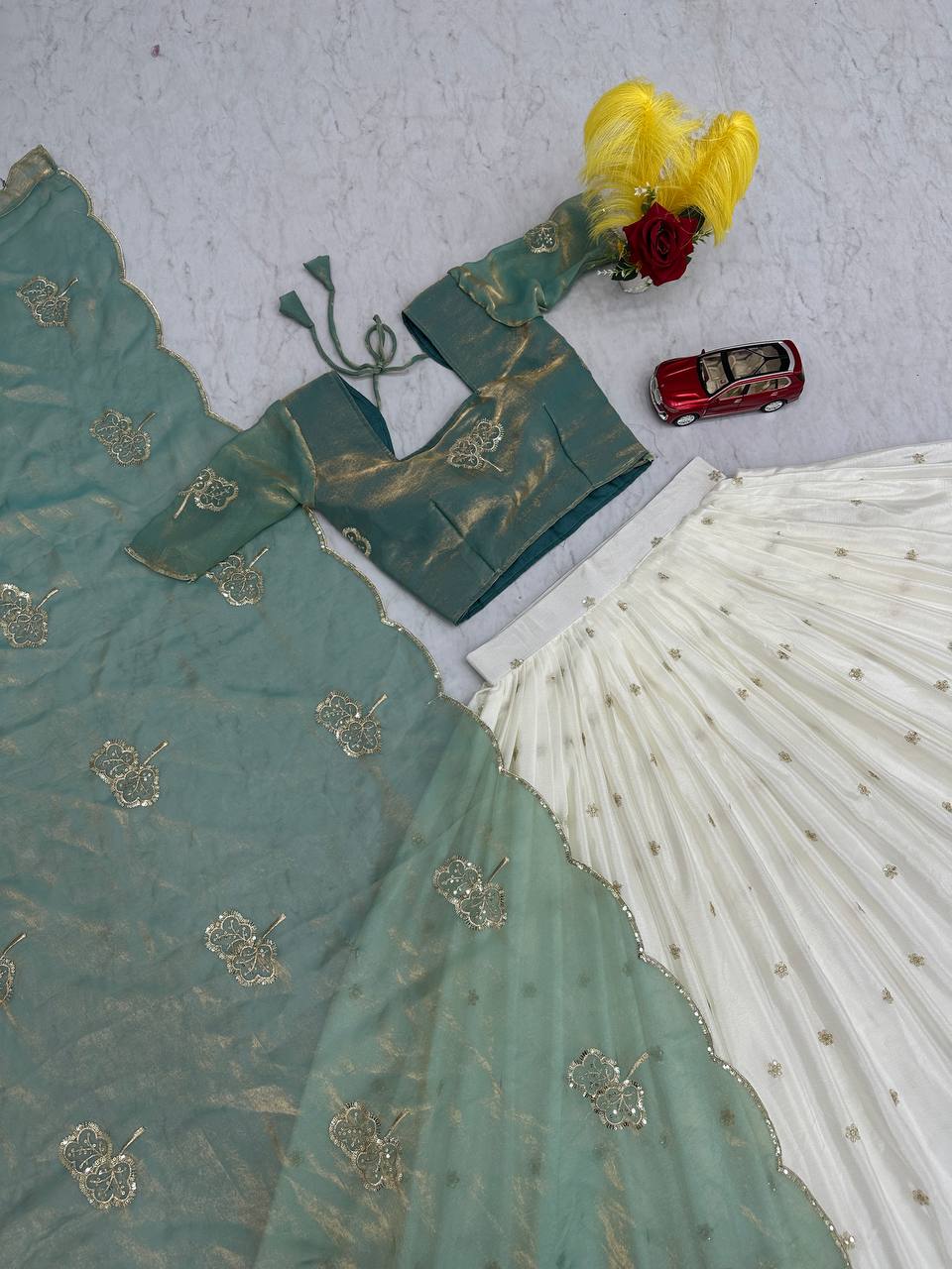 Light Green fendy silk thread & sequence work lehenga choli