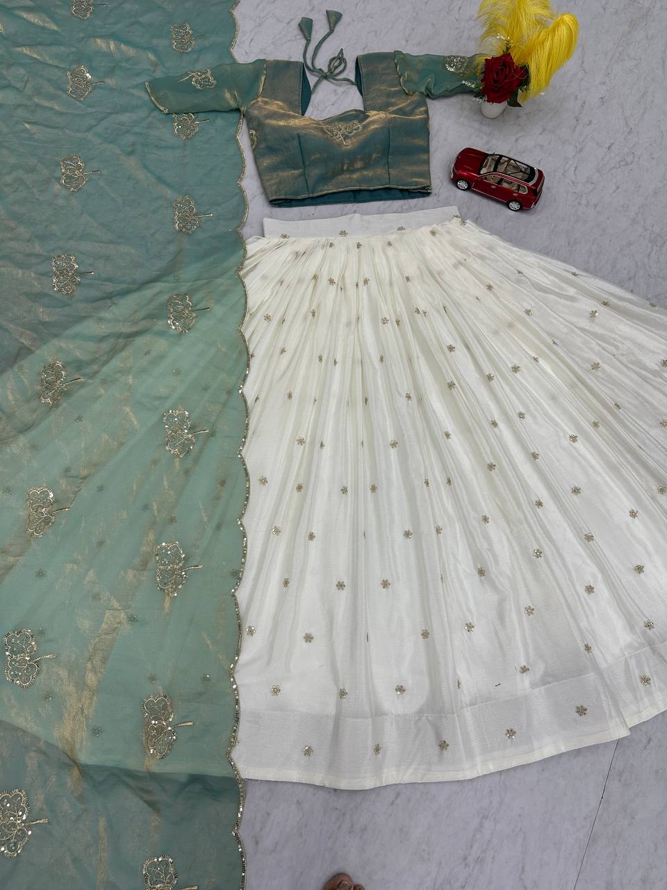 Light Green fendy silk thread & sequence work lehenga choli