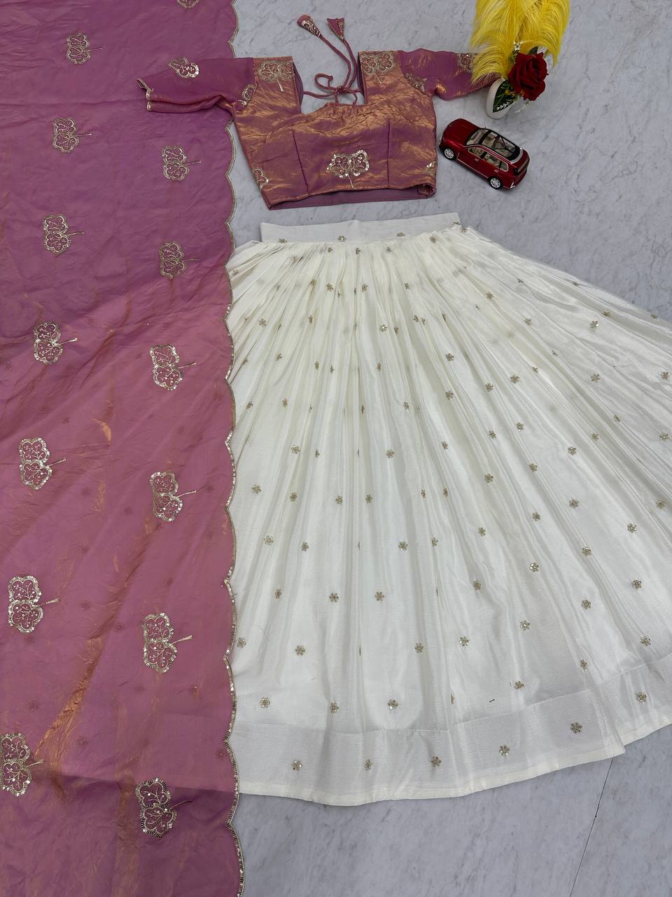 Light purple fendy silk thread & sequence work lehenga choli