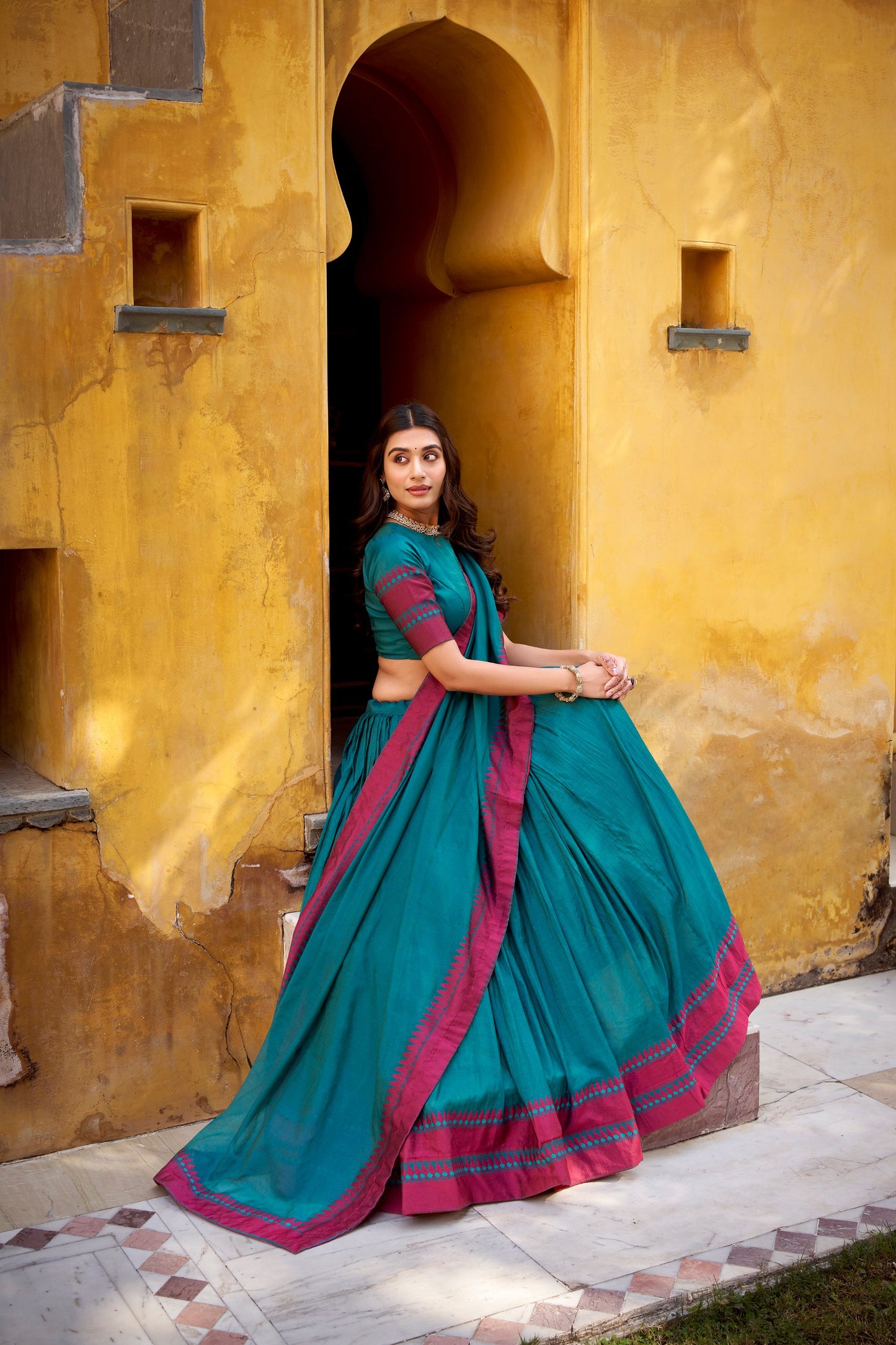 Blue pure chanderi thread work lehenga celebrates pure ethnic wear