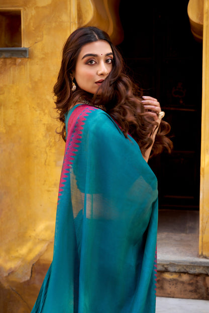Blue pure chanderi thread work lehenga celebrates pure ethnic wear