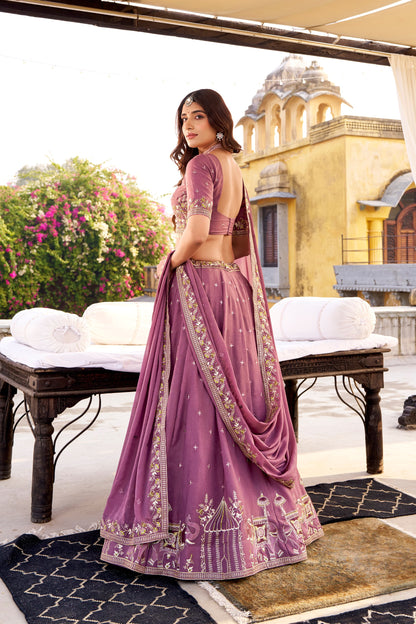 Purple chocolate crush embroidery work lehenga choli