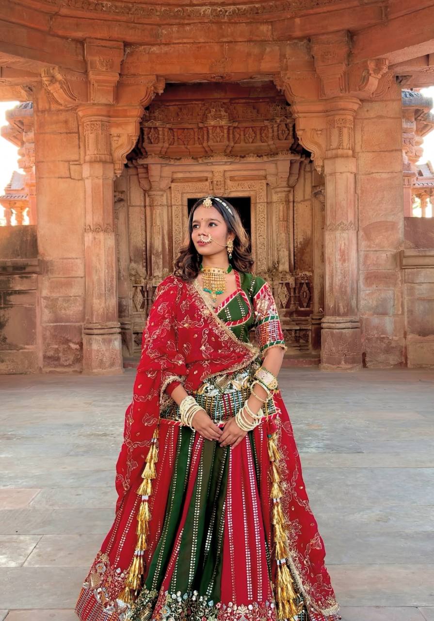 Multicolour fox georgette embroidery sequence work lehenga choli set