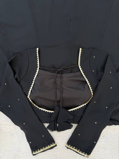 Black foux georgette handwork anarkali, pant and dupatta set