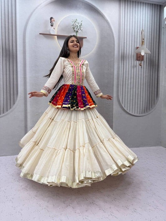 Royal Black Mirror Work Navratri Lehenga Choli Multicolor Garba Special-Full set