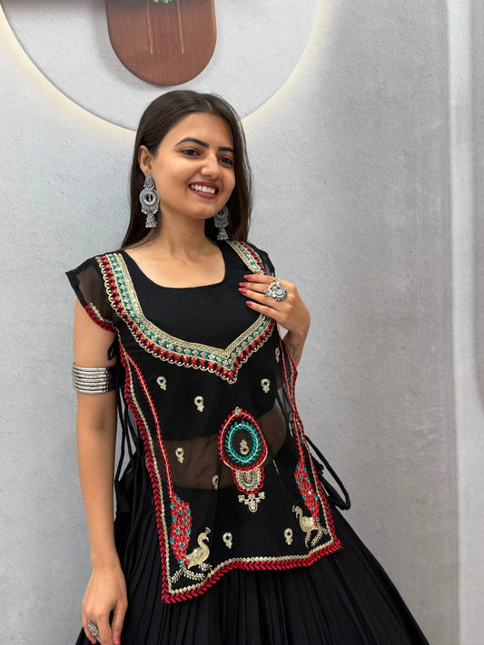 Navratri Lehenga Chaniya Choli With Beautifull With Nett Embroidred Jacket and choli