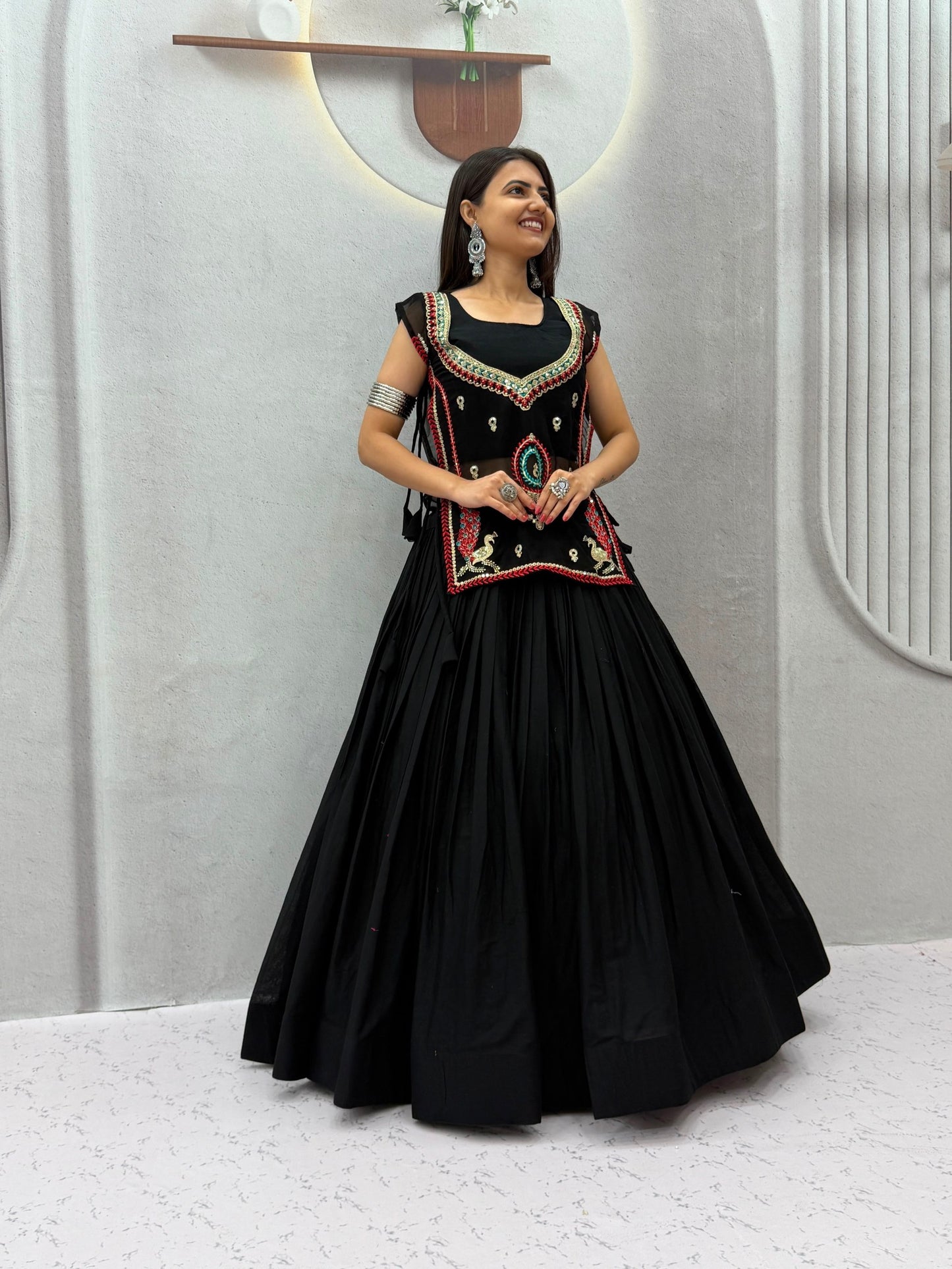 Navratri Lehenga Chaniya Choli With Beautifull With Nett Embroidred Jacket and choli