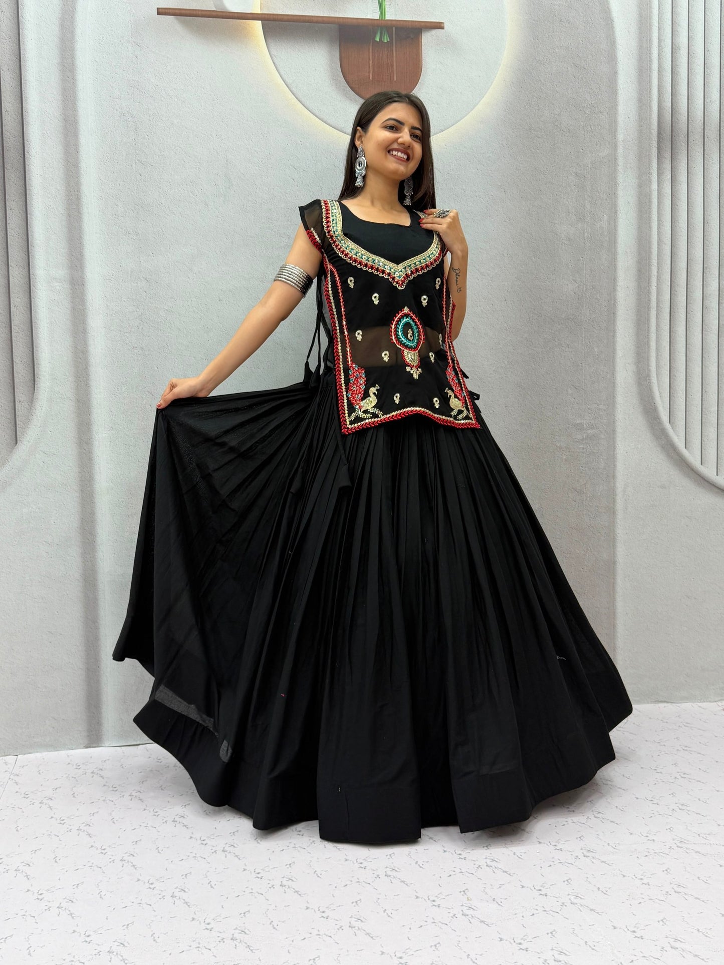 Navratri Lehenga Chaniya Choli With Beautifull With Nett Embroidred Jacket and choli