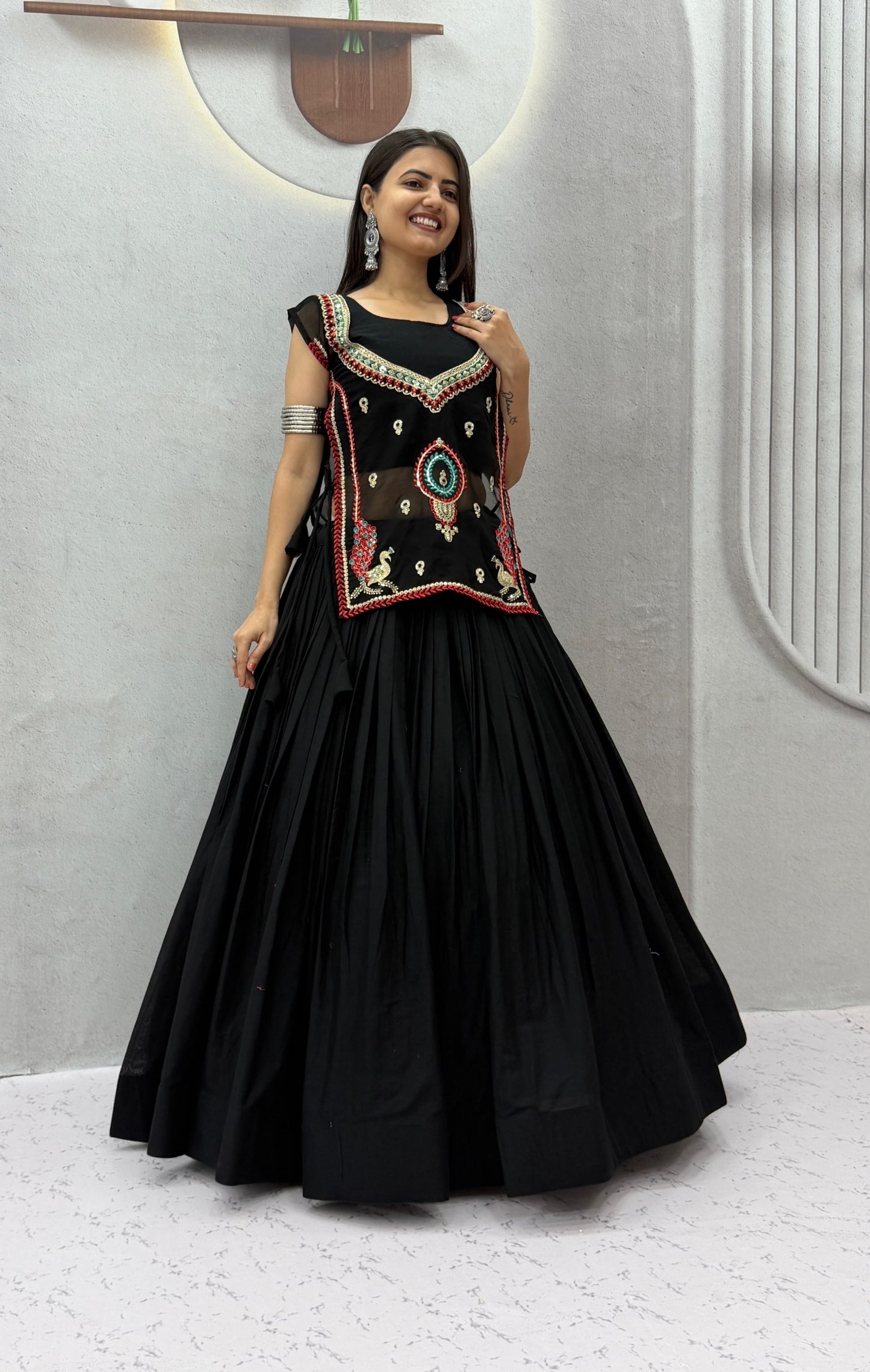 Navratri Lehenga Chaniya Choli With Beautifull With Nett Embroidred Jacket and choli