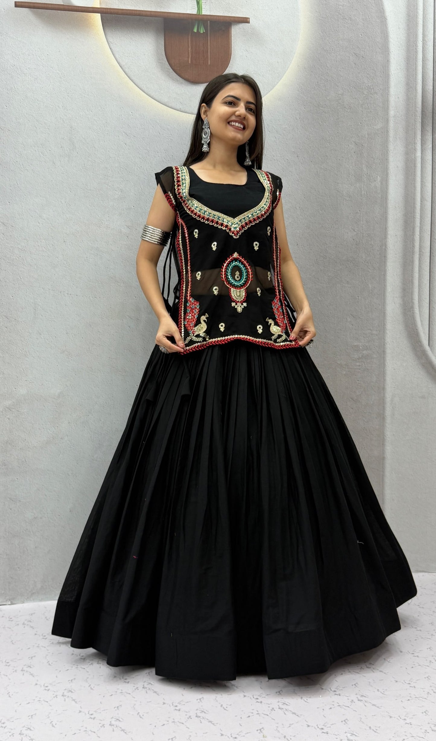 Navratri Lehenga Chaniya Choli With Beautifull With Nett Embroidred Jacket and choli