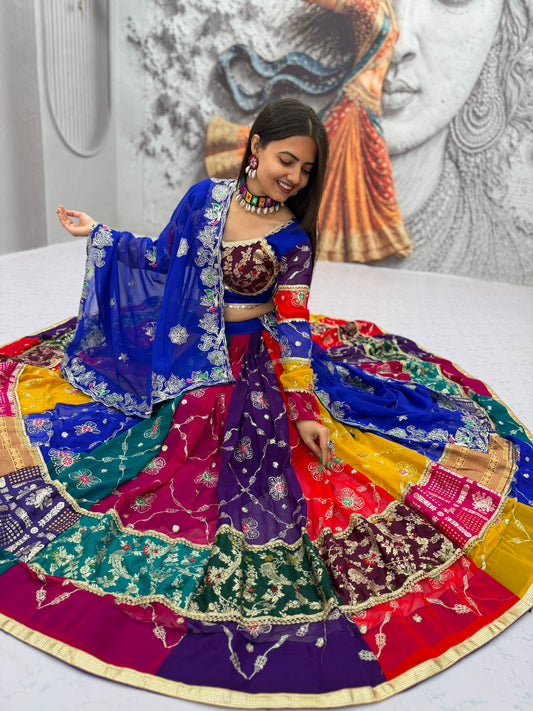 Colorful Floral Embroidered Festive Lehenga Choli with Designer Dupatta