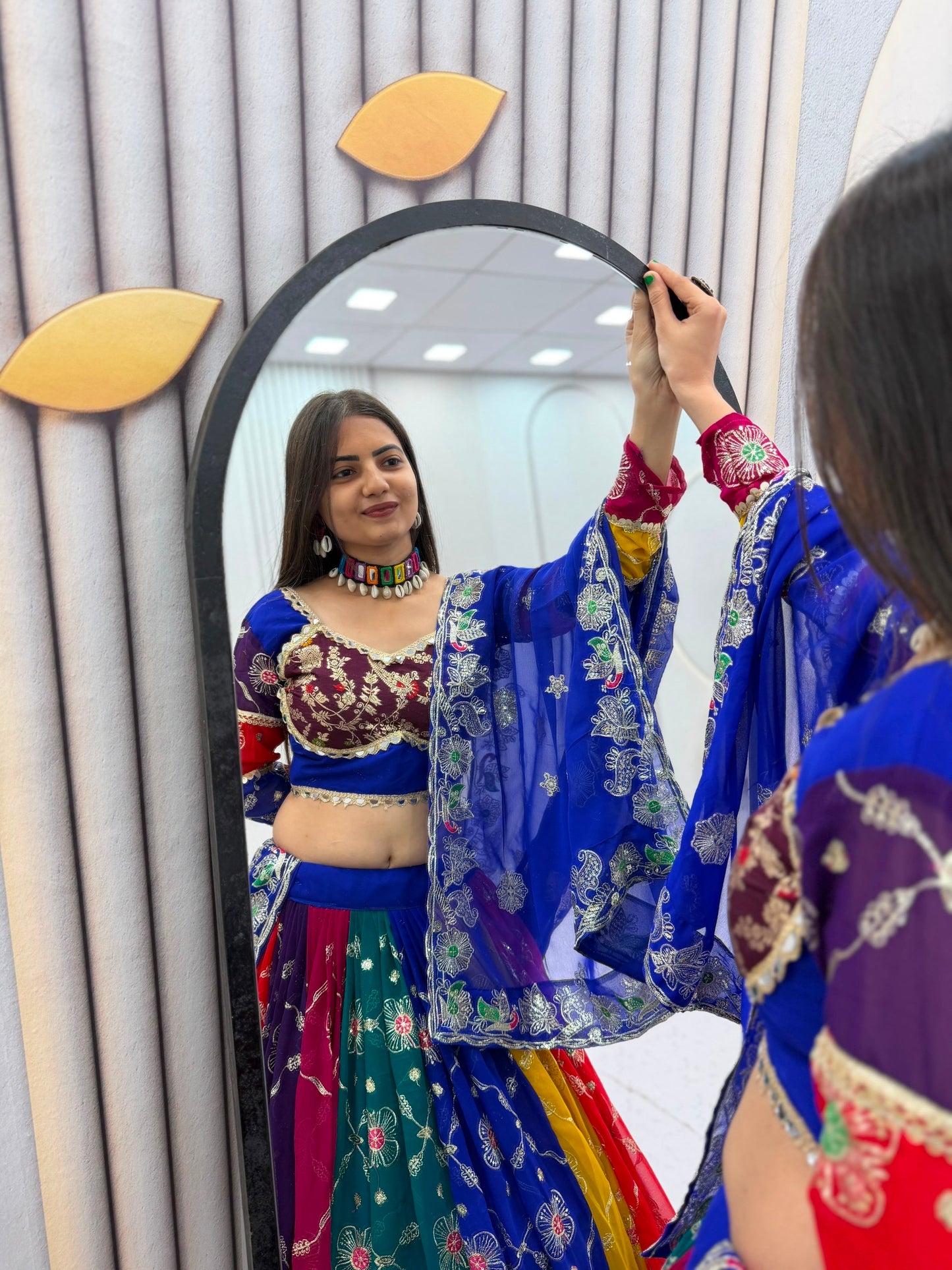 Colorful Floral Embroidered Festive Lehenga Choli with Designer Dupatta