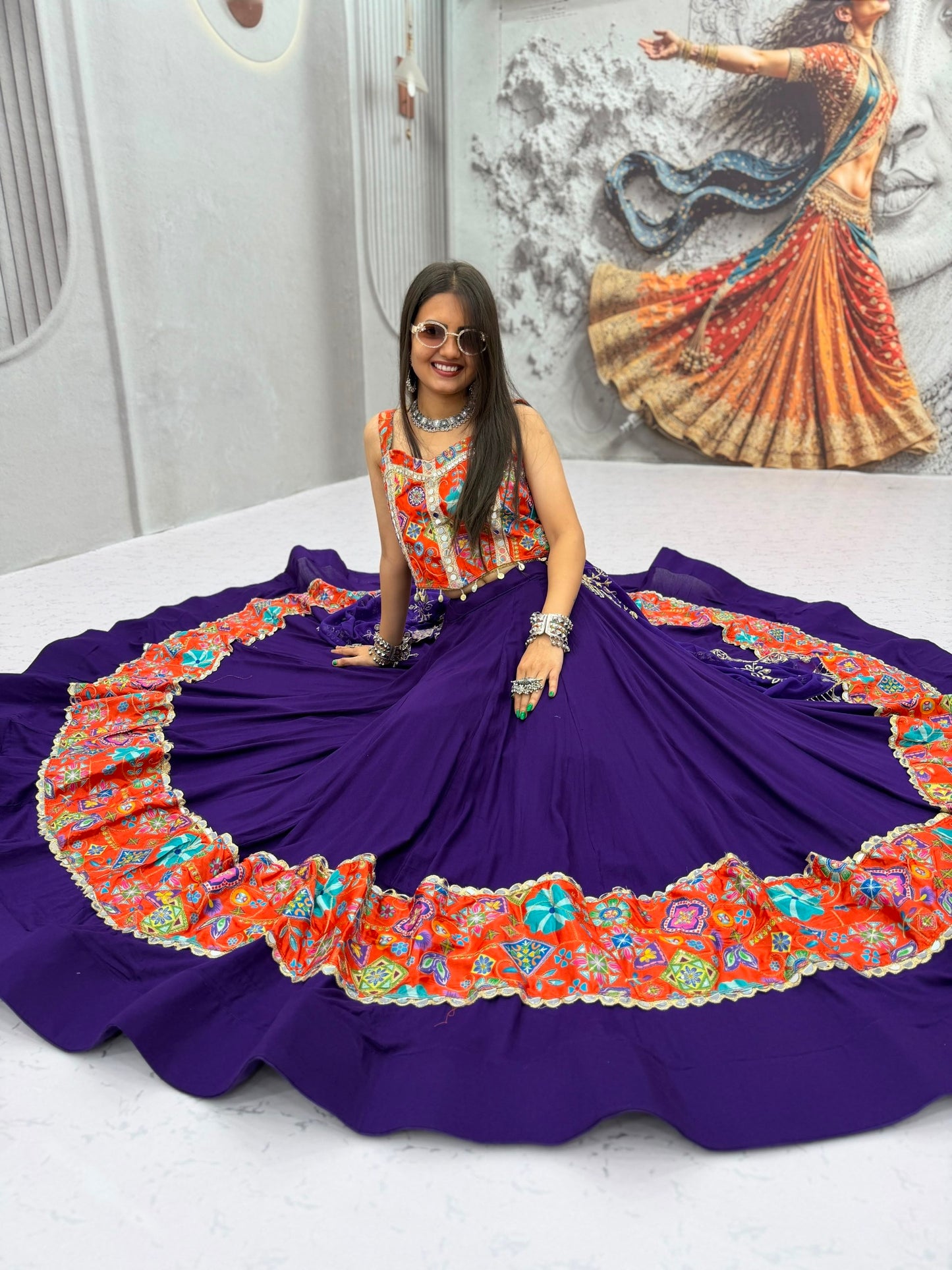 Vibrant Navratri Traditional Style Purple & Pink Lehenga Choli