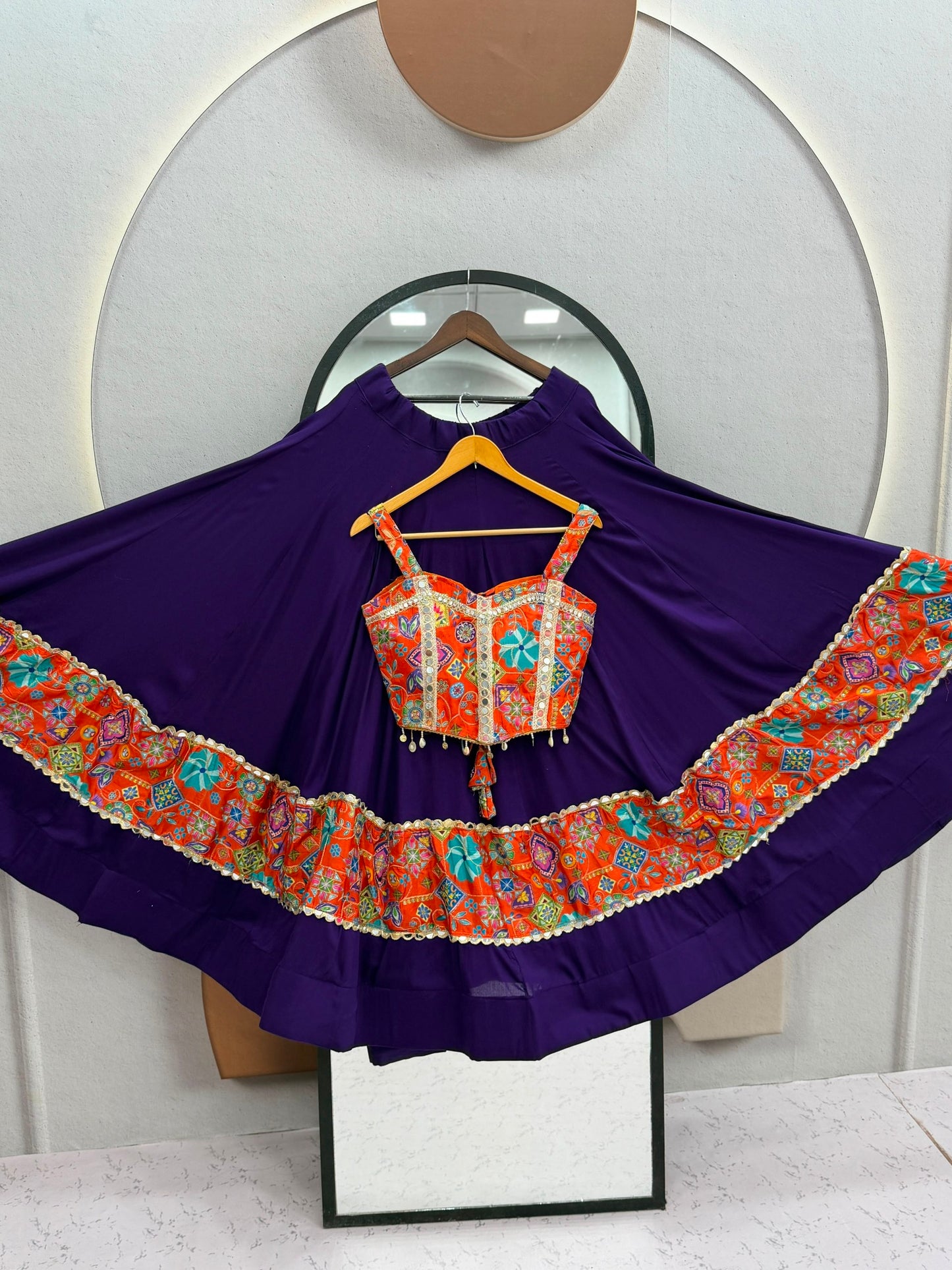 Vibrant Navratri Traditional Style Purple & Pink Lehenga Choli