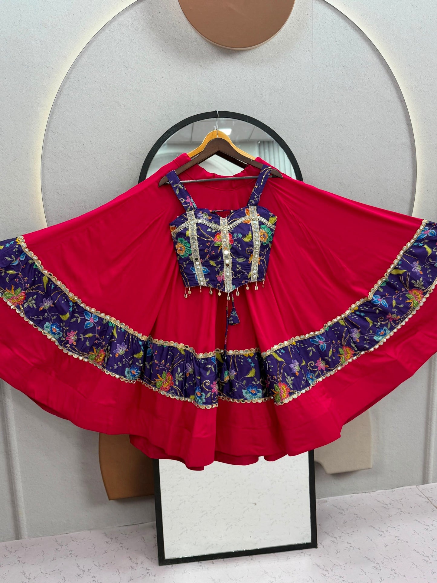 Vibrant Navratri Traditional Style Purple & Pink Lehenga Choli