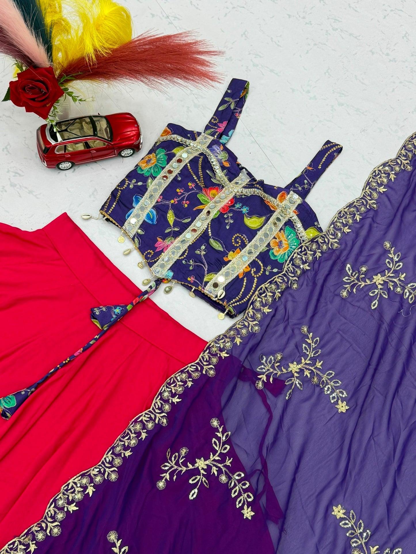 Vibrant Navratri Traditional Style Purple & Pink Lehenga Choli