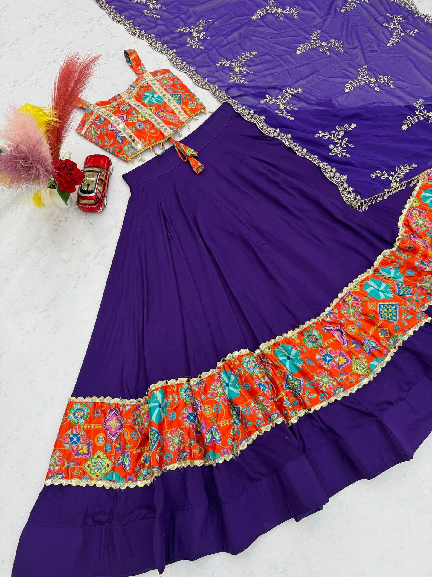 Vibrant Navratri Traditional Style Purple & Pink Lehenga Choli