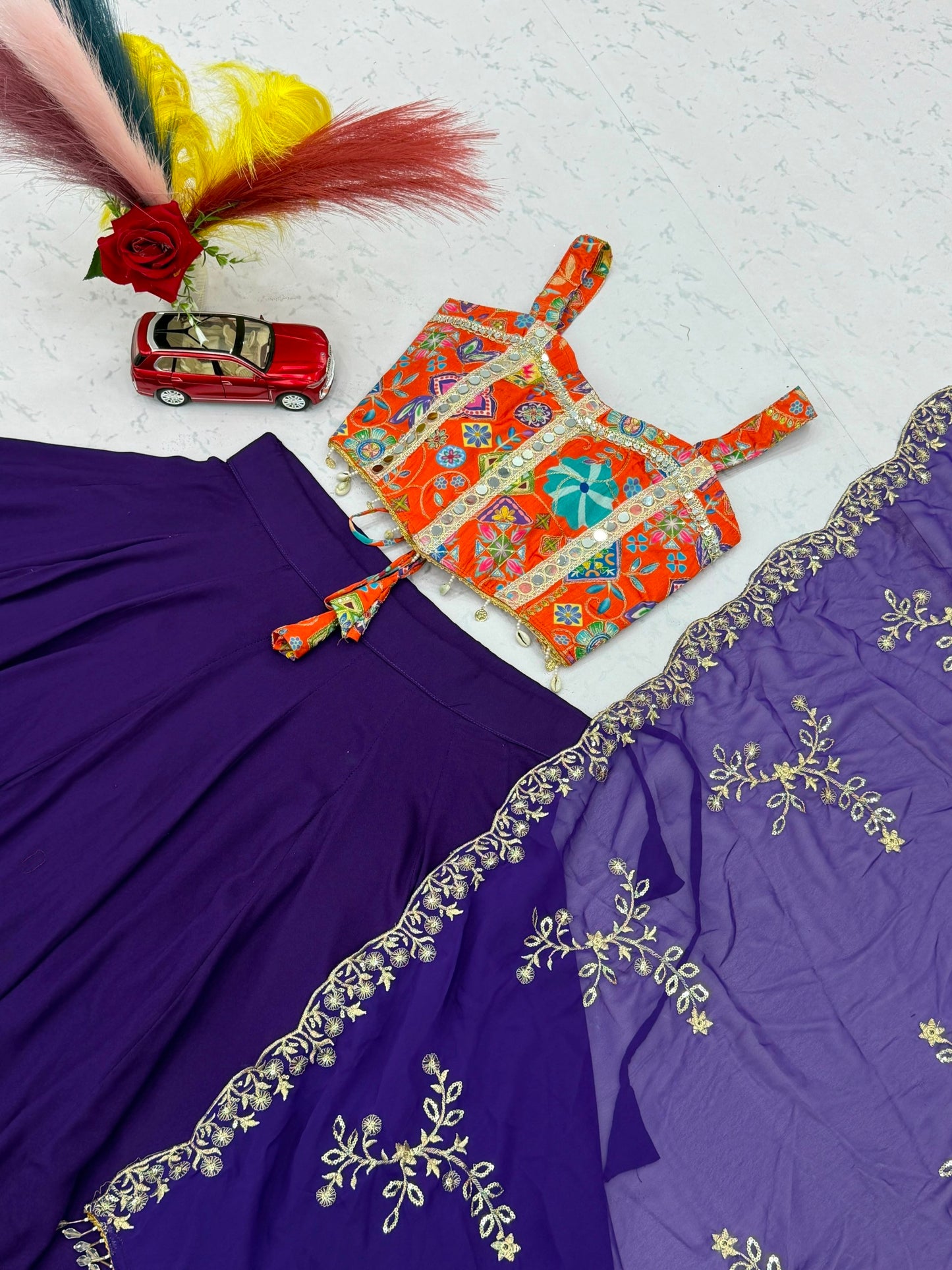 Vibrant Navratri Traditional Style Purple & Pink Lehenga Choli