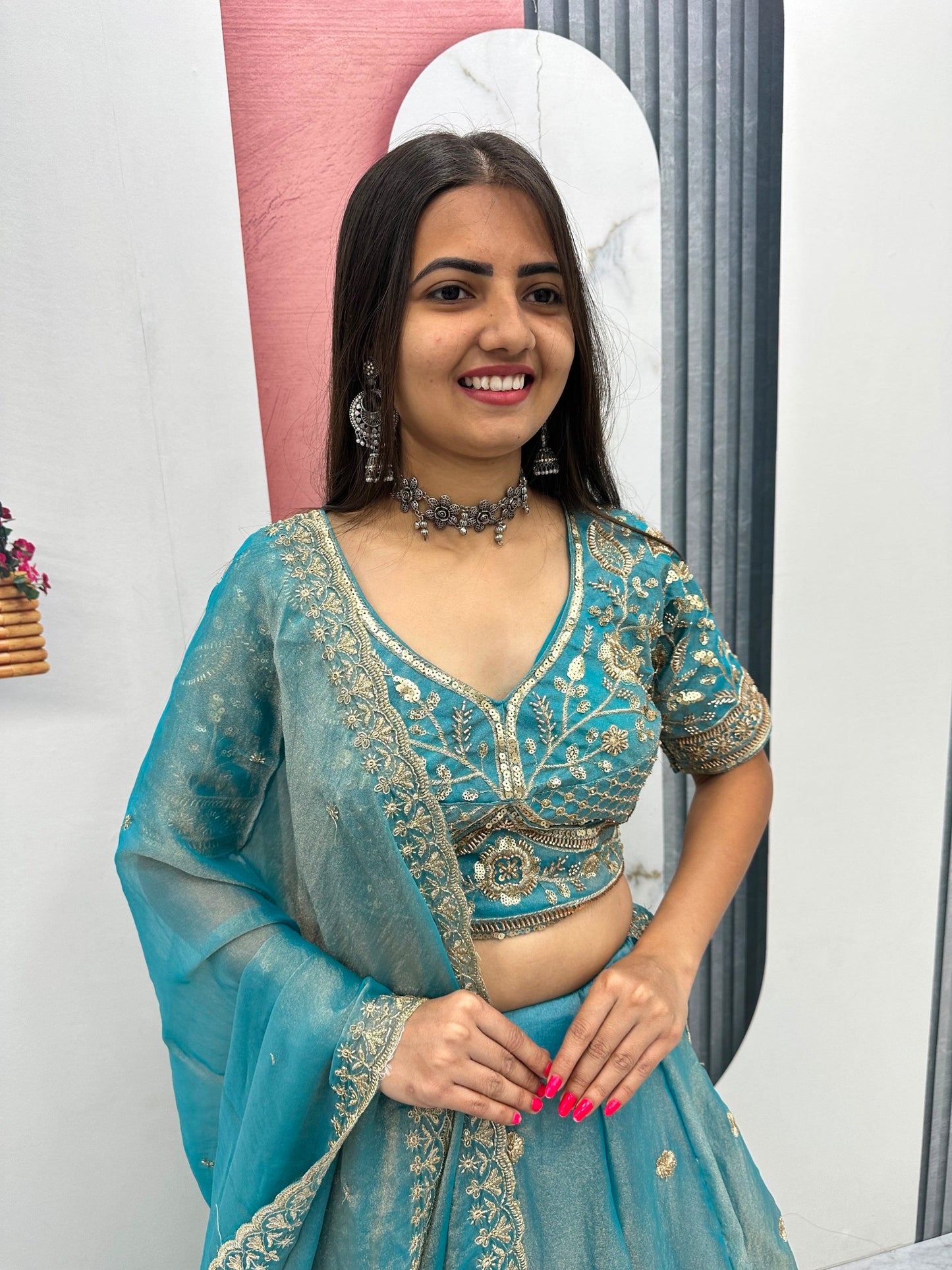 Mustard Yellow & Turquoise Designer Embroidered Lehenga Choli Set with Dupatta | Traditional Festive Wear for Women | Navratri Garba & Dandiya Ethnic Outfit