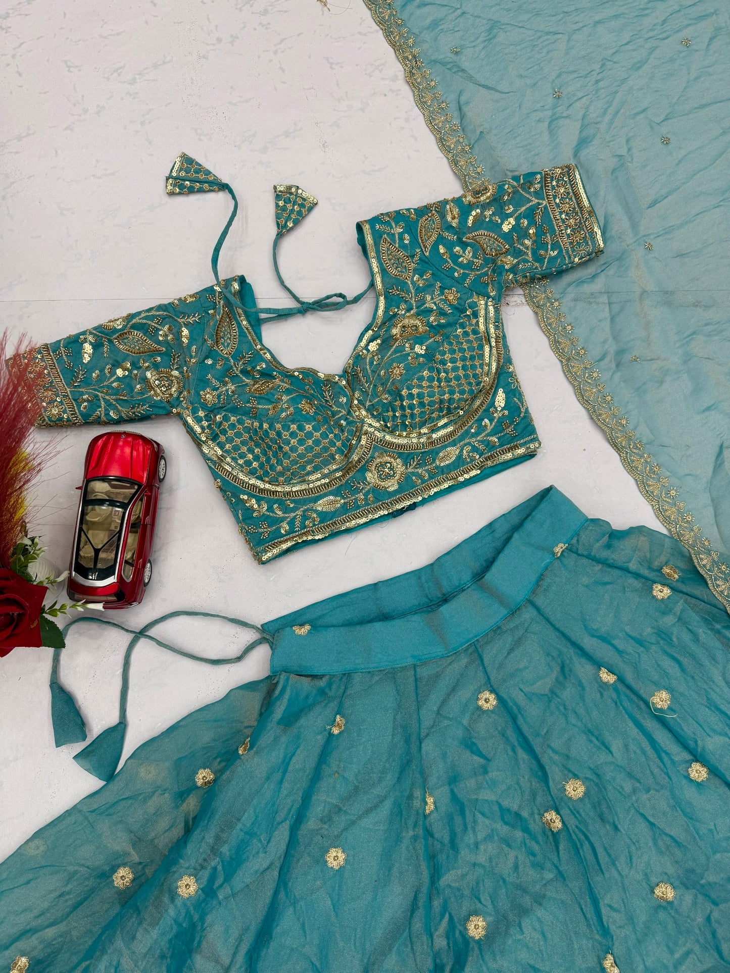 Mustard Yellow & Turquoise Designer Embroidered Lehenga Choli Set with Dupatta | Traditional Festive Wear for Women | Navratri Garba & Dandiya Ethnic Outfit