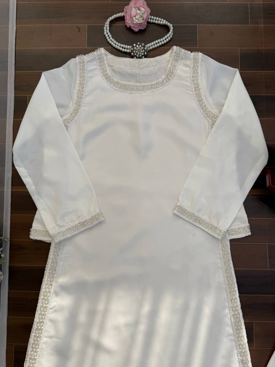 Ivory With Silver Embellished Borders Anarkali Gown Set