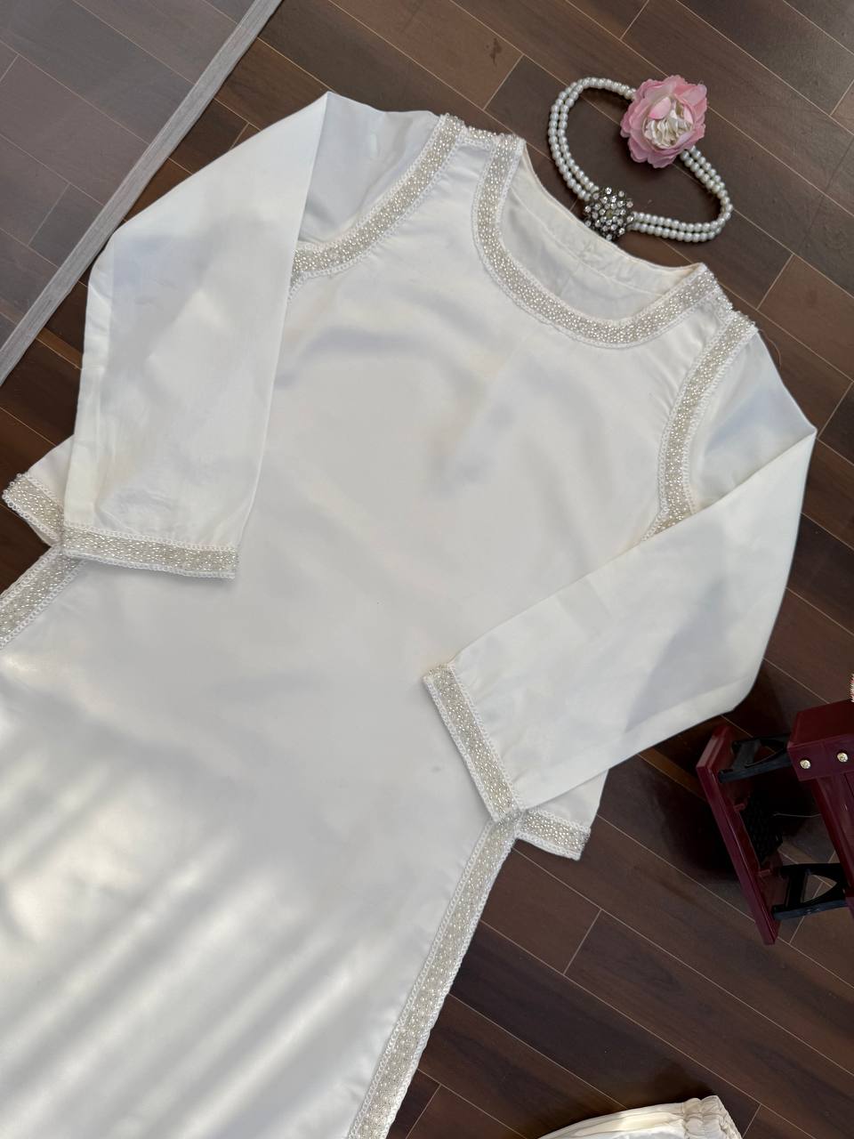 Ivory With Silver Embellished Borders Anarkali Gown Set