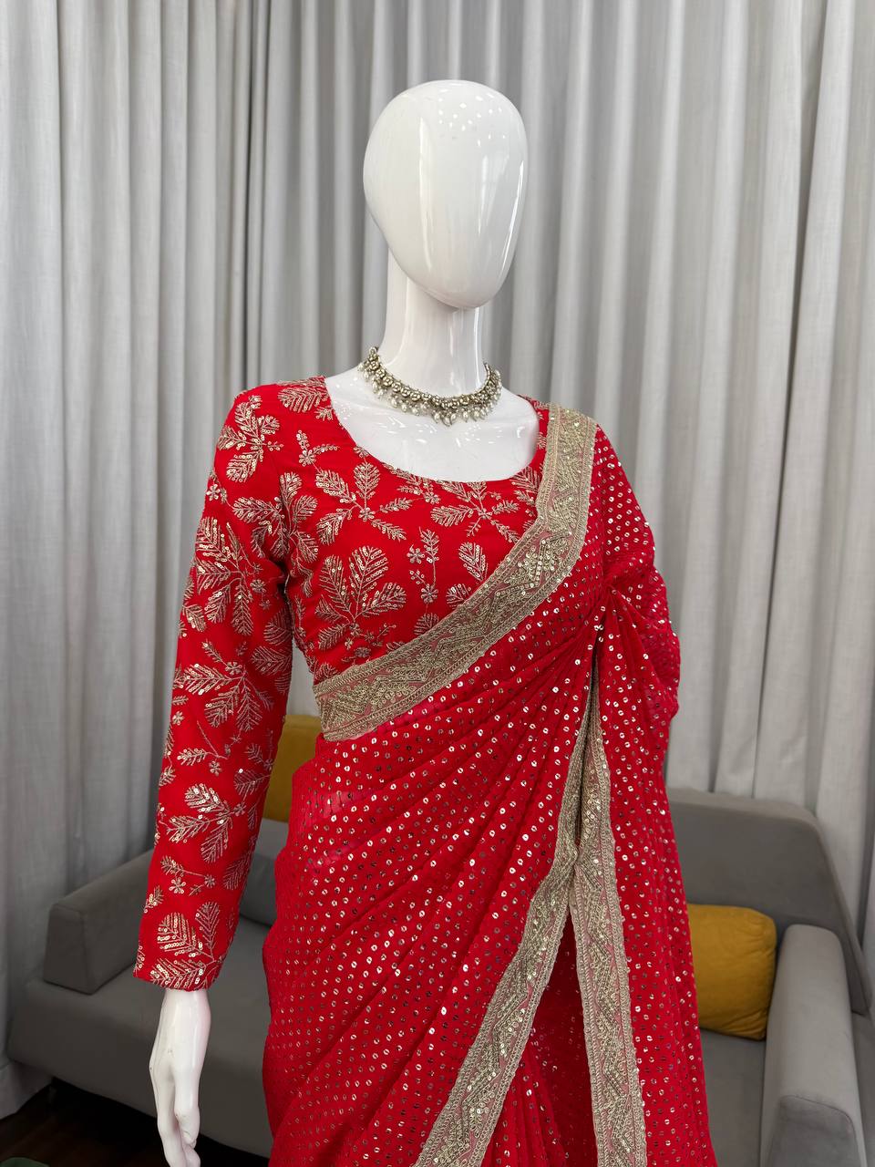 Women's Georgette Work Embroidered Saree