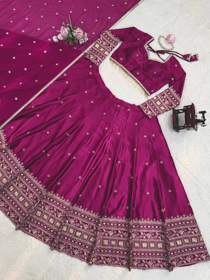 Royal Wine Embroidered Lehenga Choli Set