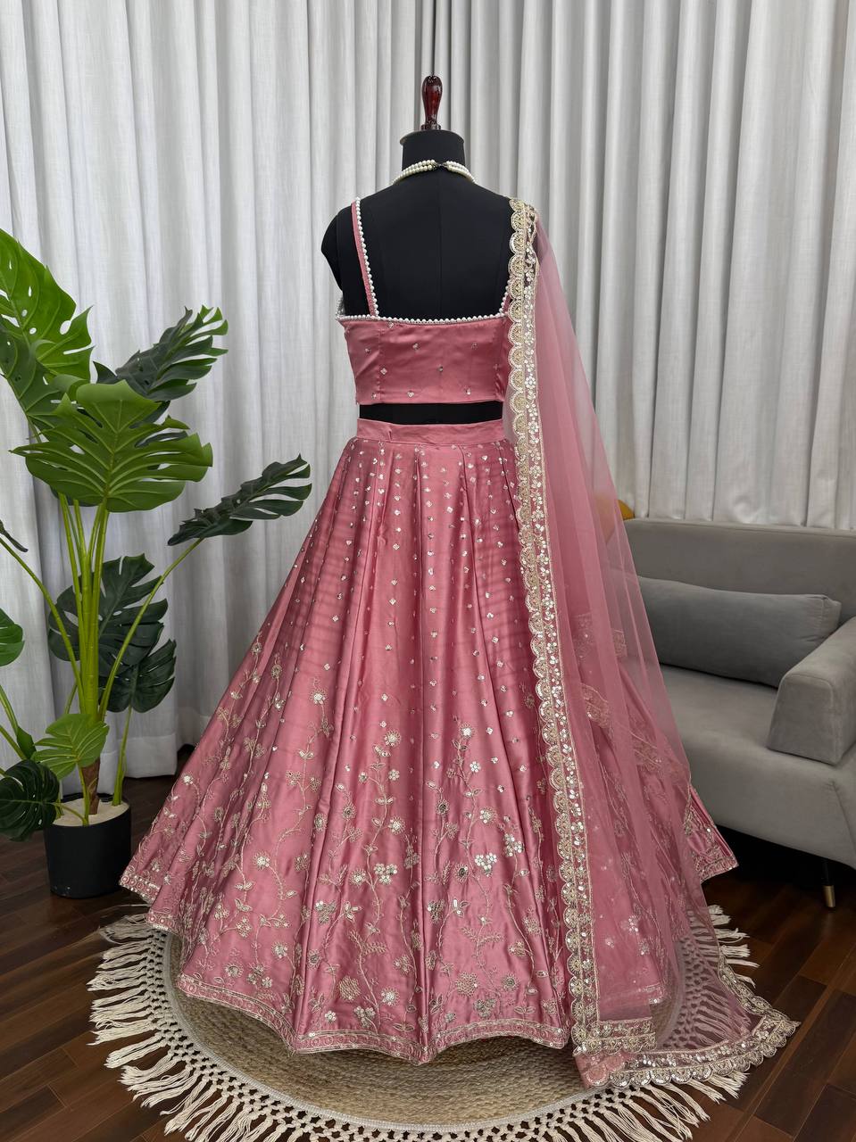 Blush Pink Embroidered Lehenga Choli Set