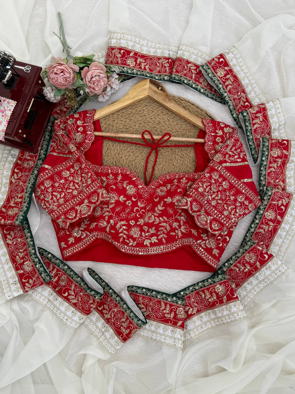 White Classic Marodi And Mirror Embroidered Saree