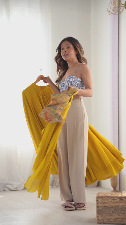 Pure Soft Fox Georgette Yellow Most Trendy Padding Fabric Fully Flair Lehenga with Dupatta