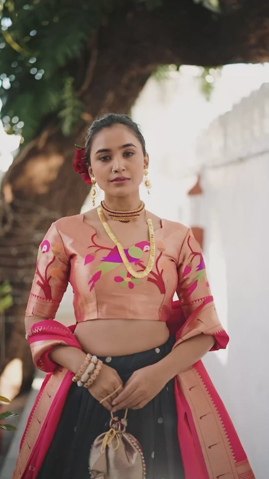 Beautiful Jacquard Silk Paithani Lehenga Choli with Weaving Work Dupatta