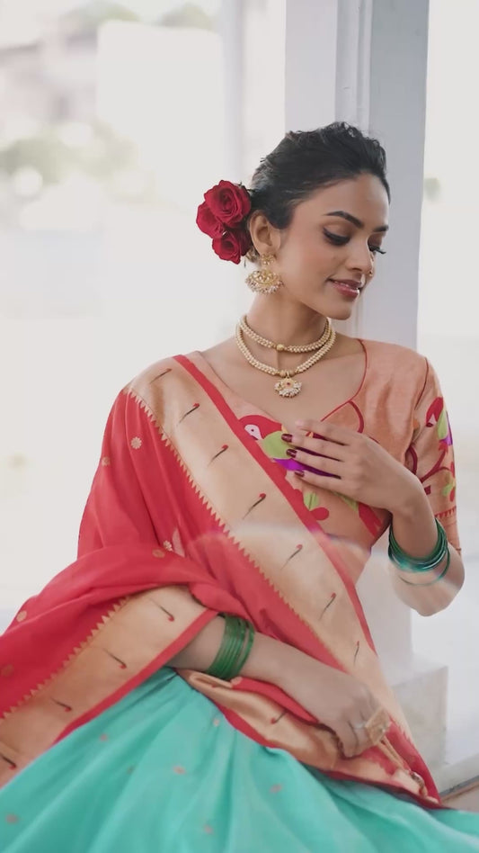 Jacquard Silk Paithani Lehenga Choli with Cancan