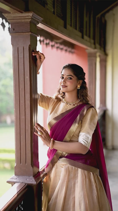 Zari Weaving work Kanchipuram Lehenga Set