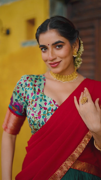 Traditional Silk Lehenga Choli with Zari Weaving Work