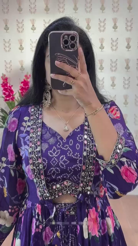 Lehenga with Crop Top with Shrug