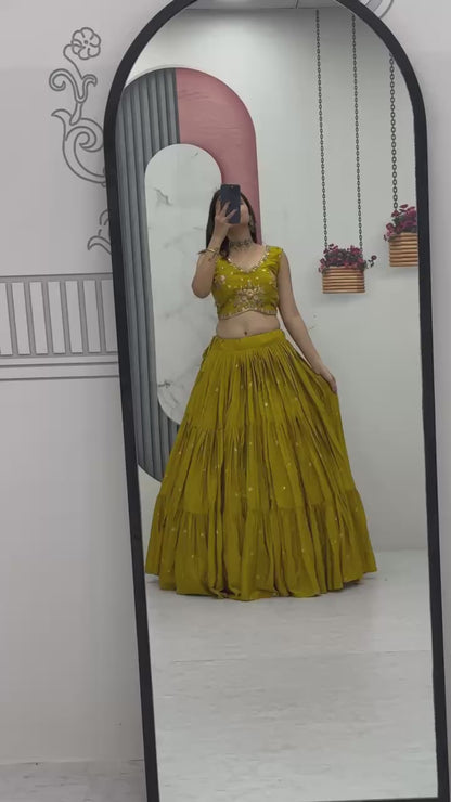 Mustard Yellow Lehenga Set with Jacket