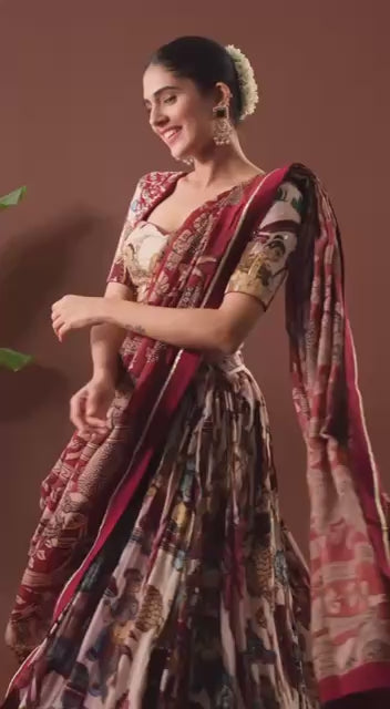 Designer Festive Kalamkari Print Lehenga Set
