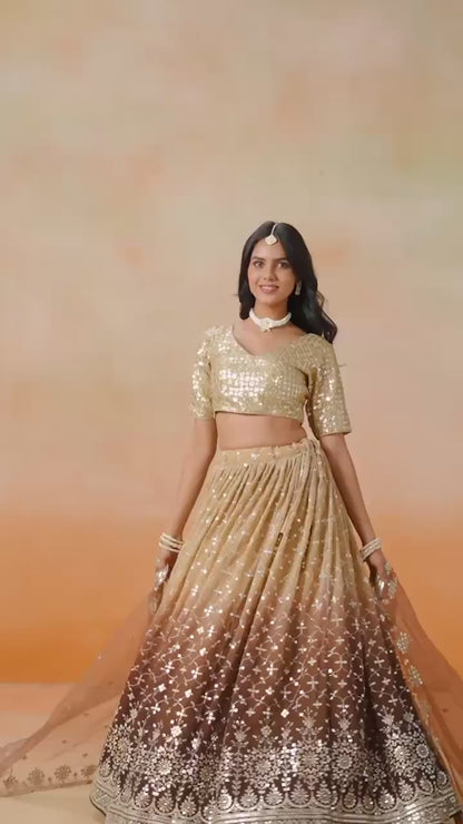 Designer Bridal Faux Georgette Sequin Embroidered Lehenga Choli Set