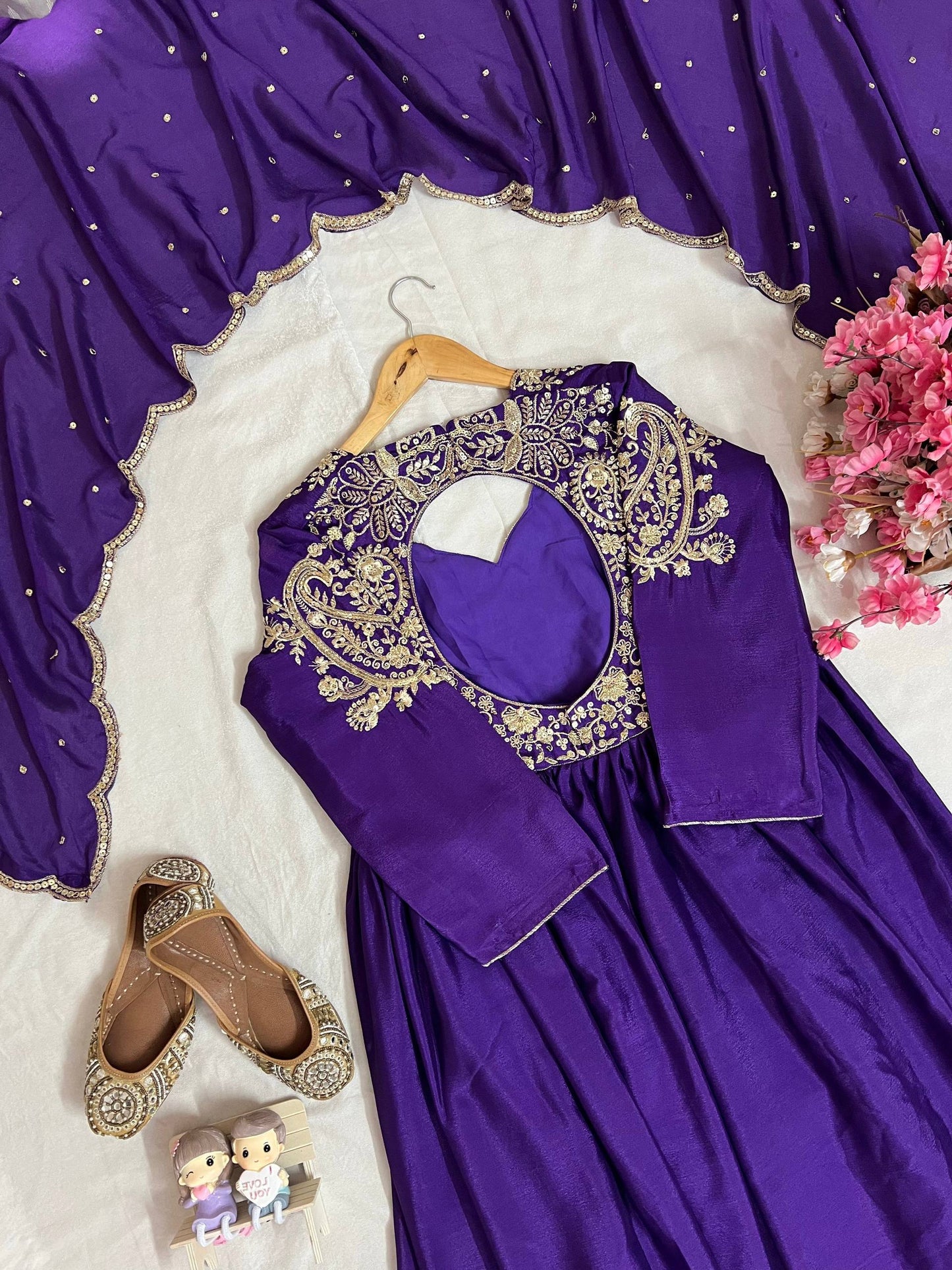 Wedding and Bridal Designer Silk gown with dupatta