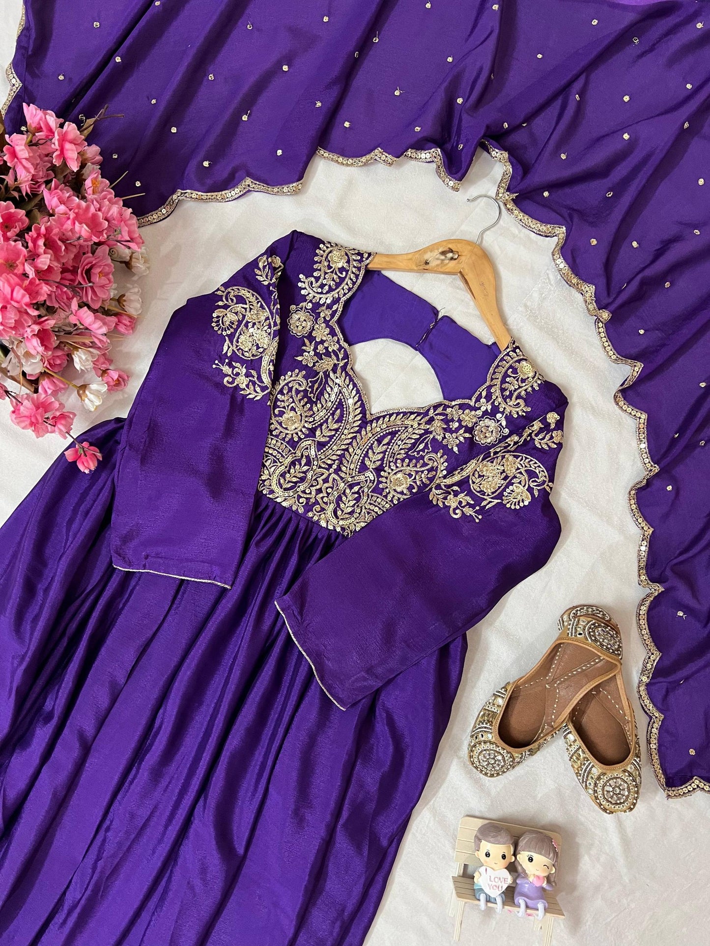 Wedding and Bridal Designer Silk gown with dupatta