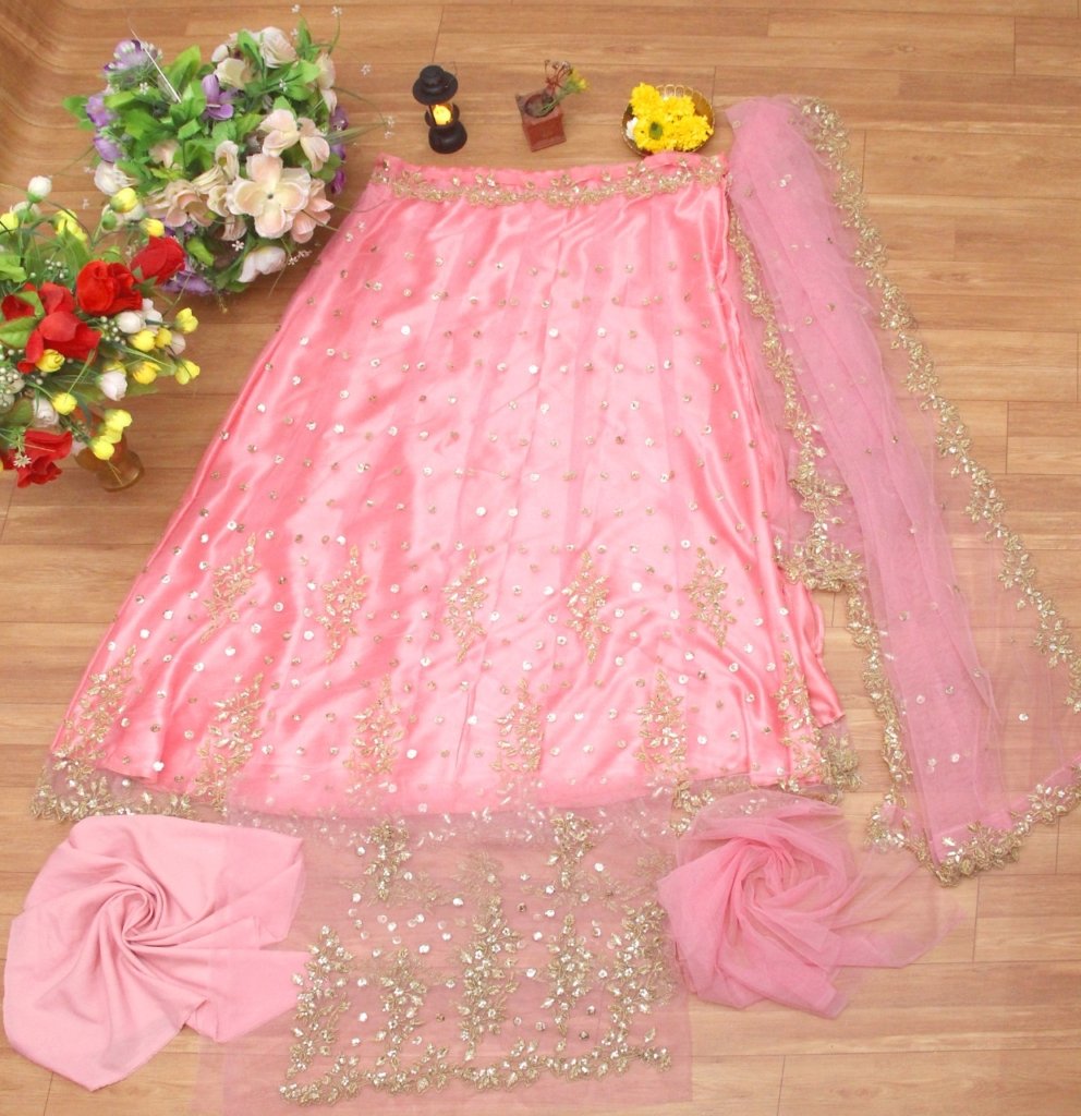Latest Light Pink Color Sequin Work Lehenga