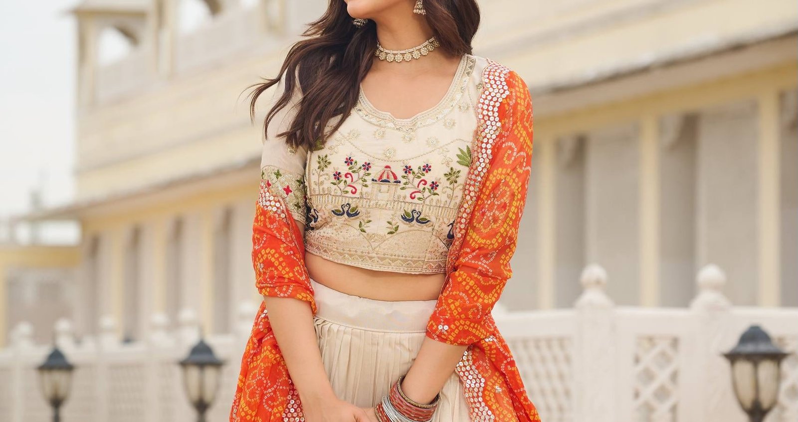 Heavy Thread Work Silk Lehenga Choli with Pure Bandhej Georgette Dupatta