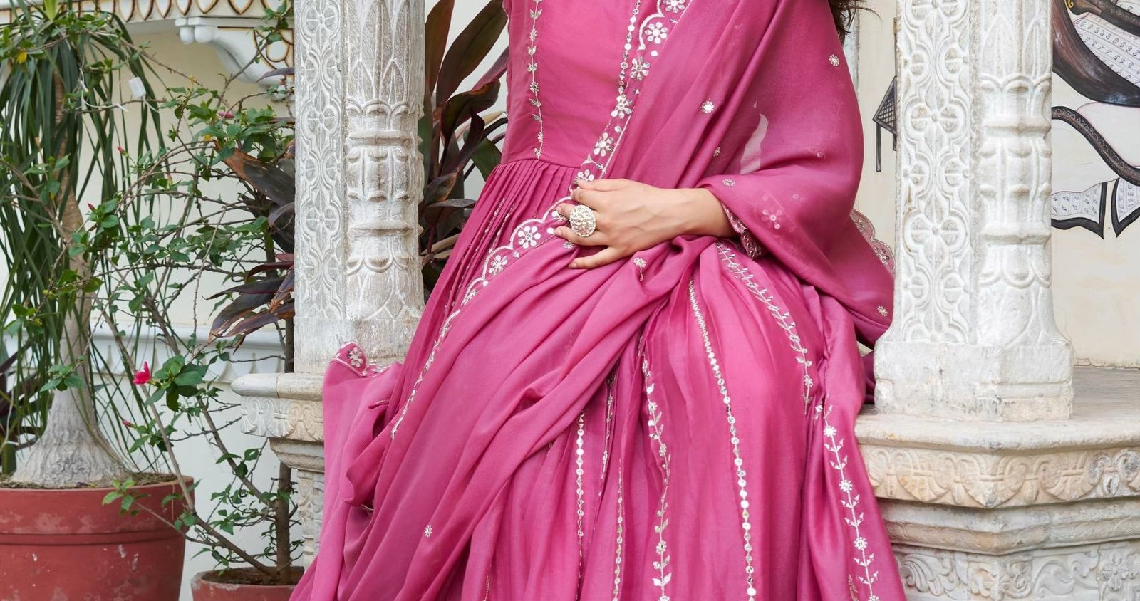 Beautiful Pink Fully Embroidered Anarkali Set