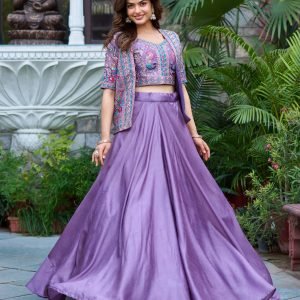 Lavender Embroidered Lehenga Choli with Shrug